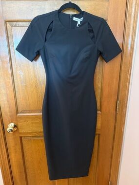 Black Short-Sleeve Sheath Dress